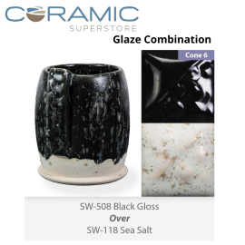 Black Gloss SW-508 over Sea Salt SW-118 Stoneware Combination